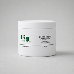 Fig MD Clear + Tone acne pads with salicylic and glycolic acids, witch hazel toning, and hydrating skincare for clearer skin