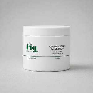 Fig MD Clear + Tone acne pads with salicylic and glycolic acids, witch hazel toning, and hydrating skincare for clearer skin