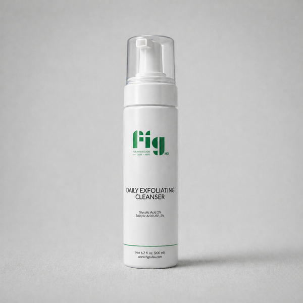 Fig MD Daily Exfoliating Cleanser bottle with Glycolic and Salicylic Acid for smooth, acne-prone skin