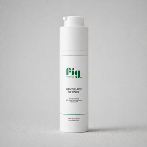 Fig MD Gentle AOX Retinol serum bottle with green tea and hyaluronic acid elements for smoother, firmer skin