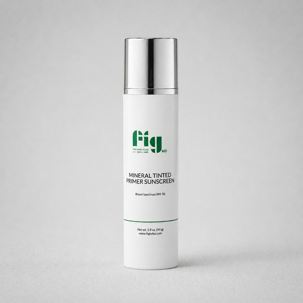 Fig MD Mineral Tinted Primer Sunscreen SPF 50 with universal tint and mattifying effect for acne-prone and rosacea skin