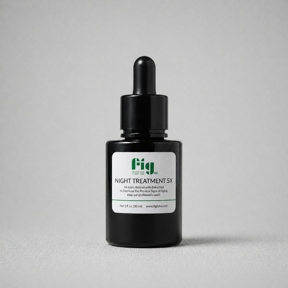 Fig MD Retinol Night Treatment serum bottle with natural ingredients for anti-aging and skin radiance