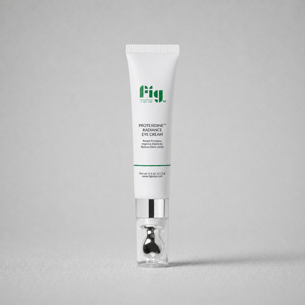 Fig MD Protexidine Radiance Eye Cream with cooling metal applicator for firming, brightening, and reducing wrinkles around eyes