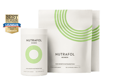 Womans Nutrafol supplement for thicker, stronger hair growth and reduced shedding in women 18-44