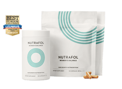 Womans Balance Nutrafol supplement bottle for hair growth in women 45+