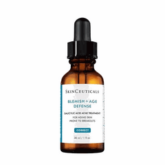 SkinCeuticals Blemish + Age Defense oil-free face serum for acne and aging skin in brown dropper bottle