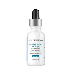 SkinCeuticals Discoloration Defense Serum bottle for targeting skin discoloration and brightening skin tone